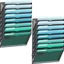 SUPEASY 8-Tier Wall File Organizer, Hanging Wall Files for Papers, Folders, Magazines, Wall Organizer for Clipboard, Assembly Needed, Black, 2 Pack