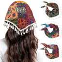 AWAYTR 3PC Boho Lace Scarf Hair Bandanas - Chiffon Hair scarf for Women and Girls Bohemian Prints headbands