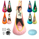 Kids Pod Swing Seat, Max 300 Lbs, Child Sensory Swing Chair Indoor & Outdoor Therapy Hammock Chair with Hanger Kit for Calming, Effect for Autism, ADHD or SPD. (Pink)