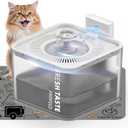 PAPIFEED Wireless Cat Water Fountain, 106oz/3L Battery Operated Pet Water Fountain Cordless for Cats Indoor, Automatic Cat Drinking Dispenser with Motion Sensor, Leak-Proof Silicone Pad Included White