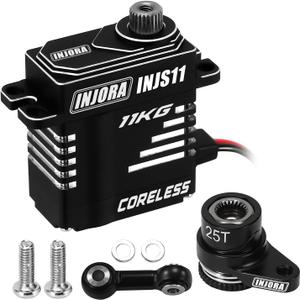 INJORA 25T Aluminum Servo Saver Set with INJS11 Servo Replacement for 1/16 ARRMA Mojave GROM 1/12 Losi Nascar Upgrade