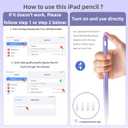 4 x Stylus Pen for iPad 9th & 10th Generation, Battery Indicators Apple Pencil with Palm Rejection Tilt Sensitivity Pen for 2018-2025 Apple iPad 10/9/8/7/6th, Pro 12.9/11/13 M4, Mini 5/6, Air 3/4/5/M2 (Gradient Purple)