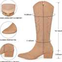 SHIBEVER Suede Knee High Cowboy Boots for Women Comfortable Tall Cowgirl Boots Zipper Low Heel Fall Winter Western Booties (8, 2679-khaki)