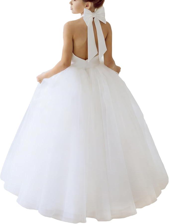Flower Girl Dresses Wedding Satin Dresses Princess Birthday Party Prom Dresses 5-6Y