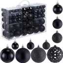Yunsailing 100 Pcs Christmas Ball Ornaments Decorative Hanging Baubles Set Xmas Balls Seasonal Decorative Pendants for Christmas Tree Party Decorations(Black)