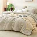 CozyLux Full Comforter Set Oatmeal, 7 Pieces Bed in a Bag Soft Bedding Comforter Set with Sheets, All Season Boho 7PC Bed Sets with Comforter, Fitted Sheets, Flat Sheets, Pillow Shams and Pillowcases