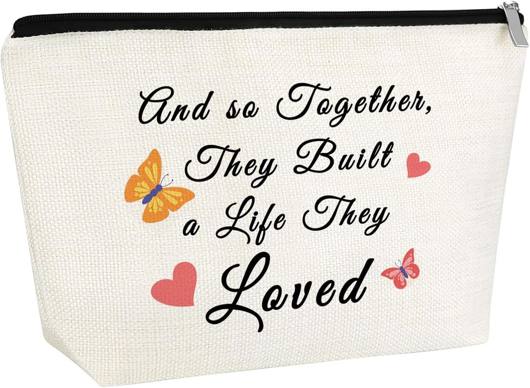 2 x Engaged Gifts Makeup Bag Engagement Gifts for Couples Romantic Wedding Gift for Mom Girlfriend Female Cosmetic Bag with Zipper Christmas Graduation Birthday Gifts for Her Toiletry Pouch