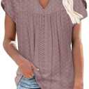 Women's Casual Dressy Short Petal Sleeve Shirts Pleated Fashion Front Key Hole Scoop Neck Floral Print Loose Fit Tops (Medium, 01-pink)