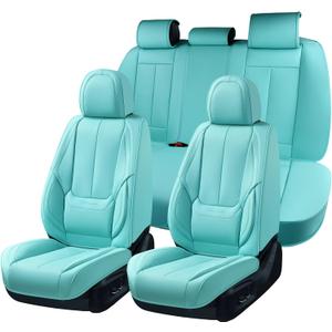 Coverado Car Seat Covers Full Set, Car Seat Protector Waterproof, Nappa Leather Car Seat Cushion, Seat Covers for Cars, Front Seats and Back Universal Fit for Most Cars