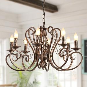 Ganeed Chandeliers,8 Lights French Country Pendant Chandelier,Rustic Vintage Metal Pendant Light Fixture Adjustable Hanging Lighting,Living Room Light,Kitchen Chandelier