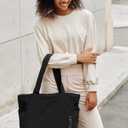 Tote Bag for Women,Puffer Travel Tote Bags with Zipper, Quilted Handbag with Compartments for Travel Work Sport, Black