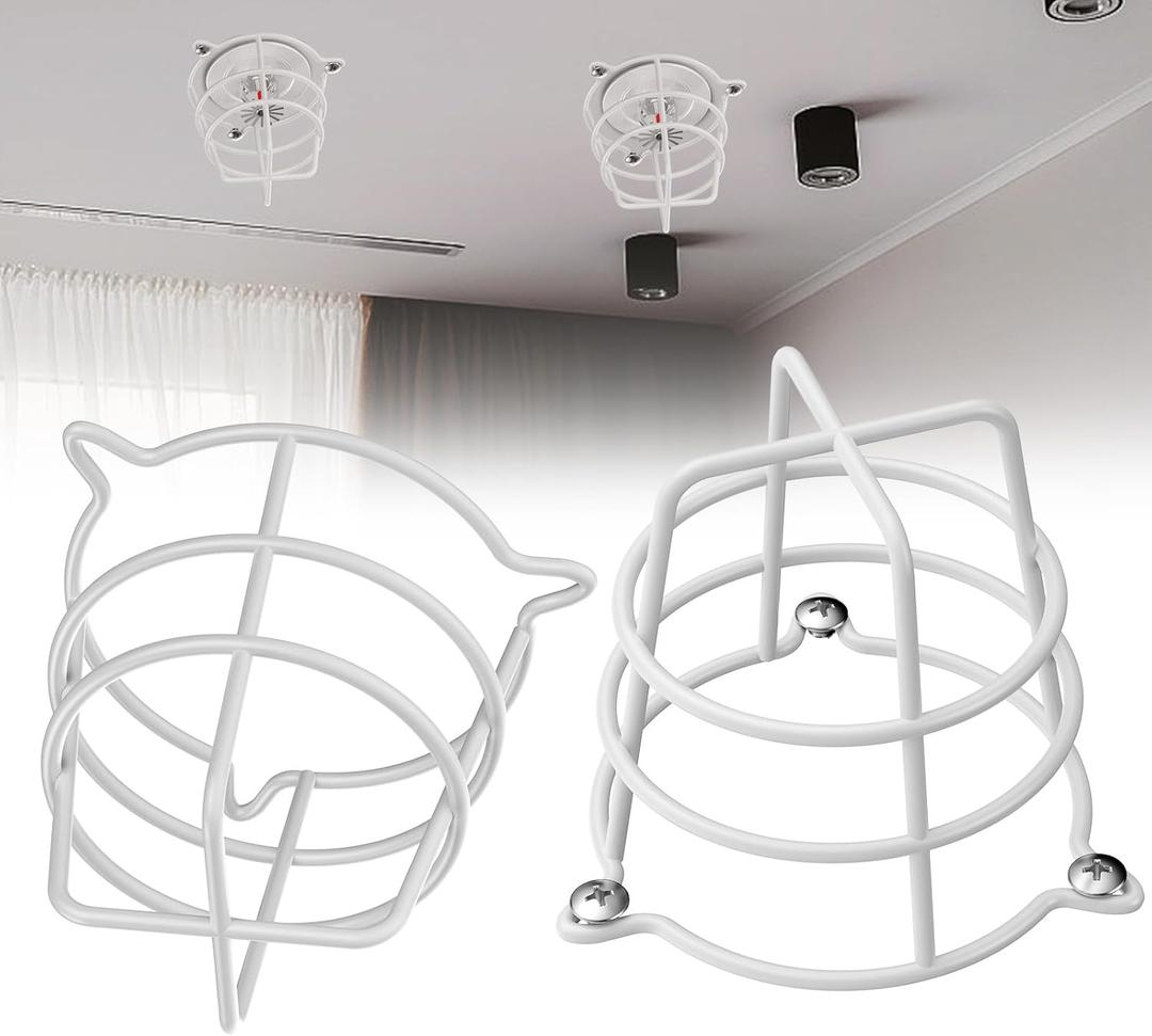 2 Pcs White Fire Sprinkler Head Guard Cover,Durable Fire Spirnkler Head Guards for Both 1/2" & 3/4" Fire Head,Guard for Fire Head for Protecting Flush Mount/Side Wall/Pendent Head Semi