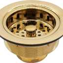 Westbrass D214-01 3-1/2" Post Style Large Kitchen Sink Basket Strainer, Polished Brass