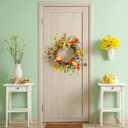 24 Inch Spring Branch Wreath with Mixed Morning Glory Flowers Trumpet Blossom Floral Wreath Silk Morning Glory Flower Hanging Wreath with Vine for Front Door Wedding Window Wall Summer Home Decoration