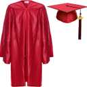 Newrara Unisex Shiny Kindergarten Graduation Gown Cap with Tassel (Red)