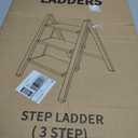 Taranta 3 Step Stool with Anti-Slip Super Wide Pedal-White Woodgrain | Aluminum Step Ladder,Foldable Lightweight Ladder,330lbs Capacity Step Ladder for Household,Kitchen,Office
