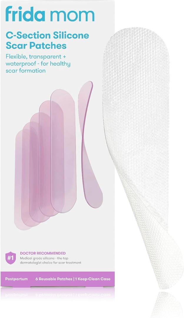 Frida Mom C-Section Silicone Strips, C-Section Recovery Must-Have Scar Patches, Reusable Medical-Grade Treatment for Keloid Scars, Includes Case & Pouch