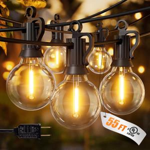 5 x 
Brightown Outdoor String Lights, 50+5FT 25 G40 Bulbs Shatterproof Patio Lights, IP65 Waterproof Dimmable Hanging Connectable Globe LED Outdoor Lights for Christmas, Backyard, Bistro, Porch
