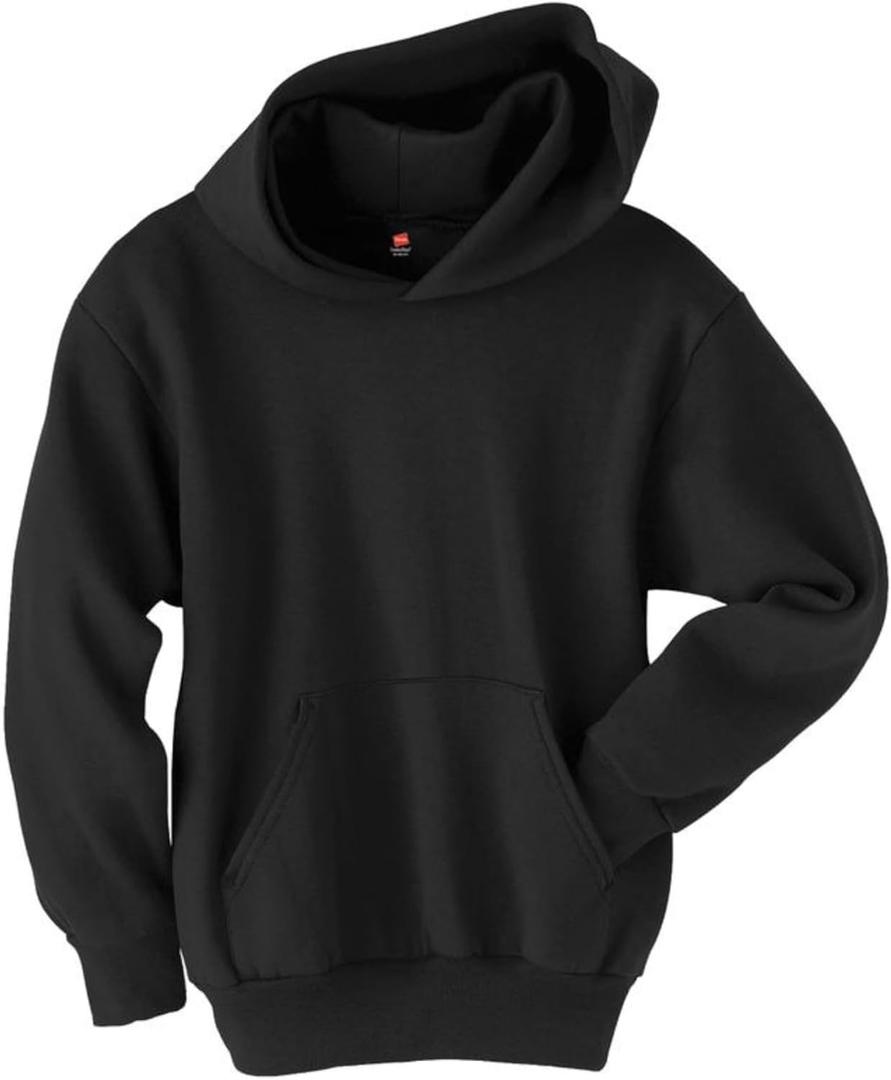 Hanes Boys' EcoSmart Fleece Hoodie, Hooded Sweatshirt for Boys, Pullover Sweatshirt (Large, Black)