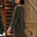 Yanekop Womens 2 Piece Sweater Skirt Set Loose Matching Lounge Sets Comfy Pajamas Set Long Sleeve Top and Skirt Sets (Green, XS)