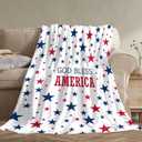 4th of July Blanket, Memorial Day Blanket, 4th of July Throw Blanket, Patriotic Blankets and Throws God Bless American Blankets for Couch Bed 30x40 inches