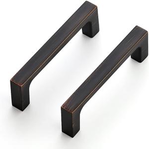 Ravinte 30 Pack Solid 3 Inch Square Cabinet Handles Oil-Rubbed Bronze Pulls Drawer Pulls Kitchen Hardware Handles (3" Hole Center)