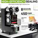Automatic Cup Sealing Machine 90/95mm, 500-700 Cups/H Electric Cup Sealer with Counting LCD Panel for Bubble Tea, Milk, Juice, Coffee and Boba Shop etc. (Black)
