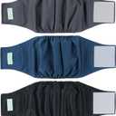 Wegreeco Washable Dog Diapers - Washable Male Dog Belly Wrap - Pack of 3 - (Black, Charcoal, Navy, Medium)
