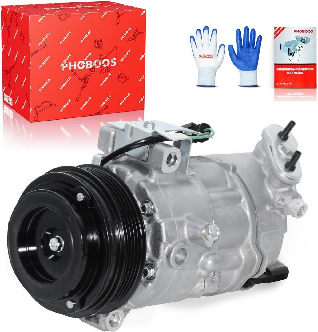 PHOBOOS A/C compressor with Clutch Compatible with Cadillac ATS 2013-2019, CTS 2014-2019 & Chevrolet Camaro 2016-2022, L4 2.0L/2.5L, Fast Cooling, Low Noise, Easy Installation, Ref. 68321
