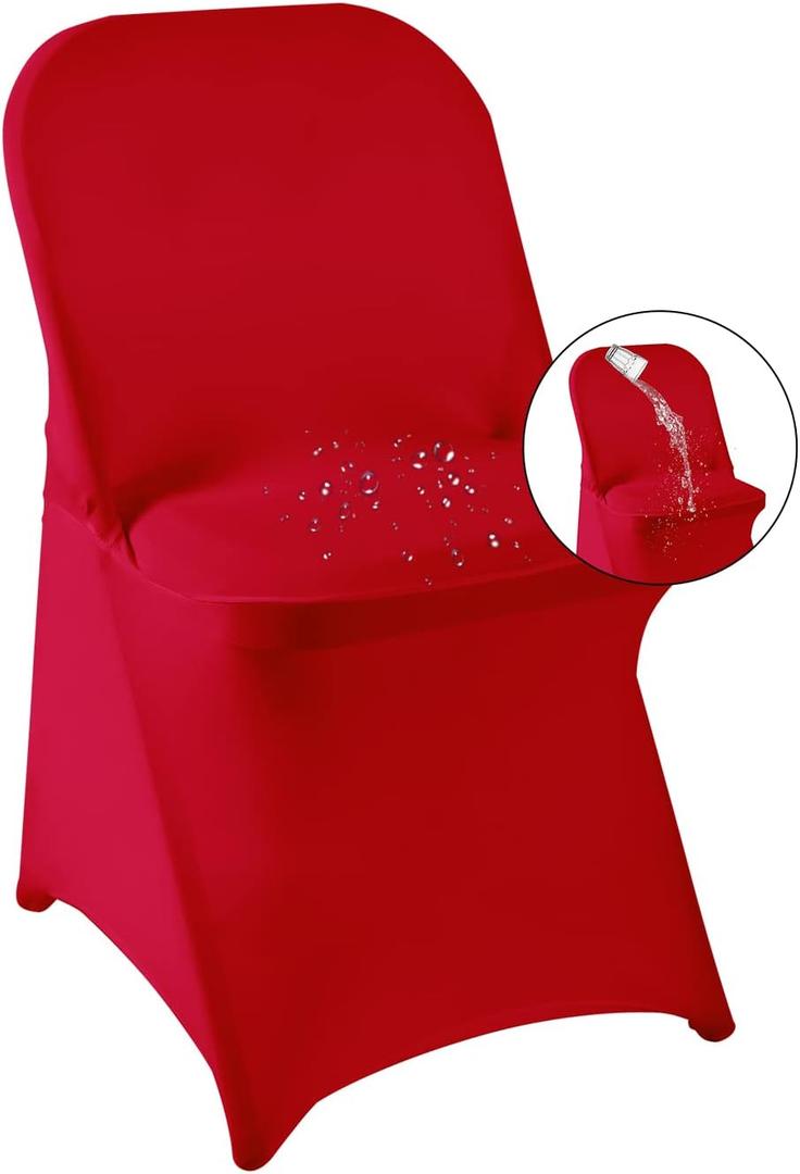 magalo 12 Pack Red Spandex Folding Waterproof Chair Cover, Stretch Chair Cover Protector for Wedding, Party, Dining Banquet and Other Special Events