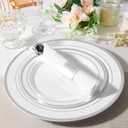 JollyPack 100 Piece Disposable Silver Plastic Party Plates, Including 50 10 Inch Dinner Plates and 50 7 Inch for Dessert, Great for Parties, Weddings, Home Use, and Christmas