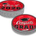 Graduation Party Supplies 2026 Graduation Party Dinnerware Red Disposable Paper Plates for Congrats Grad Party Decorations, Serve 80