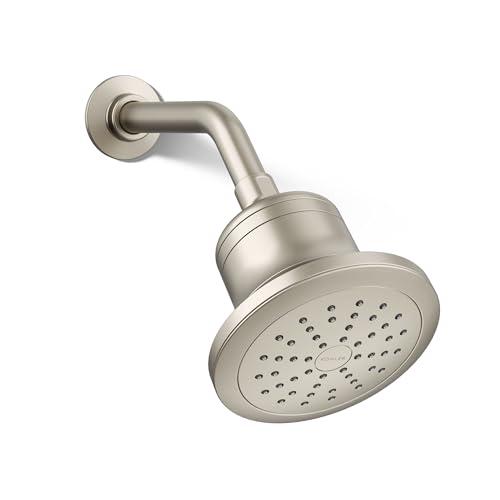 KOHLER 33631-Y-BN Cinq Round Single-Function Filtered Showerhead, Five-Layer Filtration, 2.5 GPM, Full Coverage Spray, Premium Durable Material, Vibrant Brushed Nickel