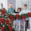 Crowye 12 Pcs Large LED Valentines Bows Lighted Velvet Bows Decoration Wreath LED Light Bow Christmas Tree Topper for Indoor Outdoor Xmas Winter Decoration(5 x 8 Inches,Burgundy)