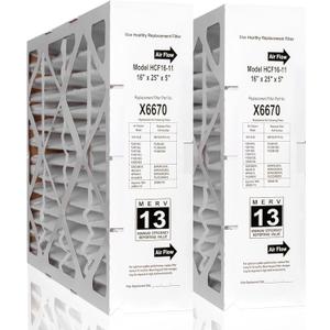 X6670 Filter 16x25x5in MERV 13, Fits Lennox X6670, Honeywell FC100A1029, Carrier EXPXXFIL0016 filter (Actual dimensions: 15.75 x 24.75 x 4.38in), Foldable Design for Easy Storage (2 Pcs)