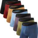 BAMBOO COOL Men's Underwear Breathable Boxer Briefs with Fly Moisture-Wicking Lightweight Underwear 7-Pack (Large)