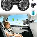 Rechargeable Car Fan for Backseat with Car Charger, 360 Rotatable 4000mAh Battery and USB Dual Power Car Fans, Strong Wind Air Circulation Fan with Adjustable Clip for Vehicles SUV RV Baby