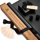 Vitalizart Black Matte Metallic Wrapping Paper Set 30" With Silk Satin Ribbon & Gift Tags Christmas Gift Wrapping Birthday Baby Shower Wedding Bouquets Handmade Crafts 197"(16.4 Ft) Black Ribbon