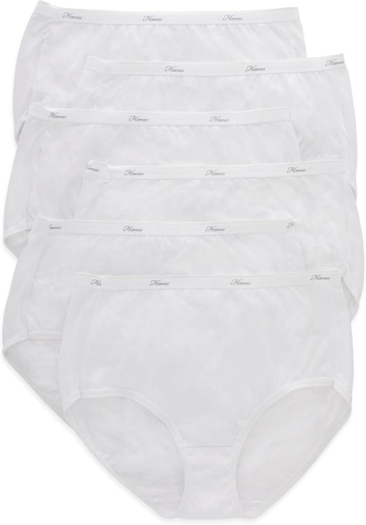 Hanes womens High-waisted Brief Panties, 6-pack, Moisture-wicking Cotton Brief Underwear (White, M)