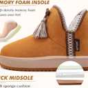 GPOS Womens House Knit Bootie Slippers Fuzzy Plush Lining Winter Ladies Warm Suede Fluff Slippers Lightweight Cozy Thick Memory Foam Comfortable Home Shoes Hard Bottom for Indoor Outdoor Size 5-11 (7, Khaki)