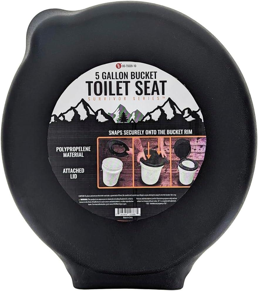 SE Portable Black Plastic Toilet Seat Lids, Fits a 5 Gallon Bucket, Great for Camping, Outdoor Activities, or for Emergencies