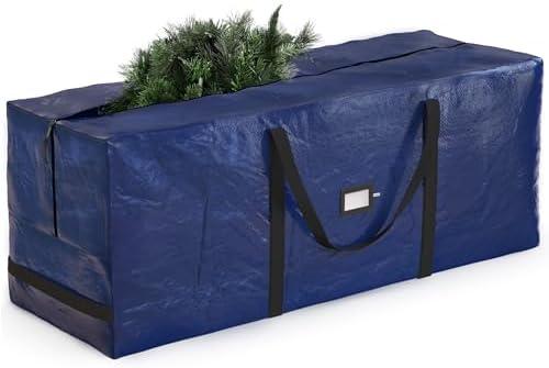 Zober Large Christmas Tree Storage Bag - Fits 9 Ft Artificial Trees - Plastic, Waterproof Christmas Tree Bag For Storage Box For Xmas - Strong, Durable Handles - Label Card Slot - Blue