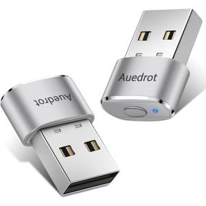 AUEDROT Mouse Jiggler Undetectable Metal USB Mouse Mover with Switch Button, Automatic Mini Mouse Shaker with 2 Jiggle Modes, Plug and Play, Keep Computer/Laptop Awake, Silver, 2 PCS