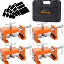 DAYDOOR Professional Cabinet Clamps 4 Pack, Heavy-Duty Cast Steel, Integrated Drill Guide & EVA Protection, Face Frame Alignment Tool for Cabinet Installation & Woodworking, Orange