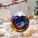 3 x Space Milky Way Stained Glass Ornament  Christmas Ornament, Christmas Tree Decoration & Galaxy Home Decor, Xmas Gift, Housewarming Gift, Gifts for Space Lovers, Friends or Family