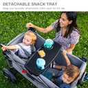EVER ADVANCED Foldable Wagons for Two Kids & Cargo, Collapsible Folding Stroller with Adjustable Handle Bar,Removable Canopy with 5-Point Harness Gray