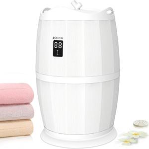 Keenray Towel Warmer, Bucket Towel Warmer for Bathroom, 4 Timer Settings, Fits Up to Two 40"X70" Oversized Towels, Bathrobes, Blankets, PJ's and More, White, CL25
