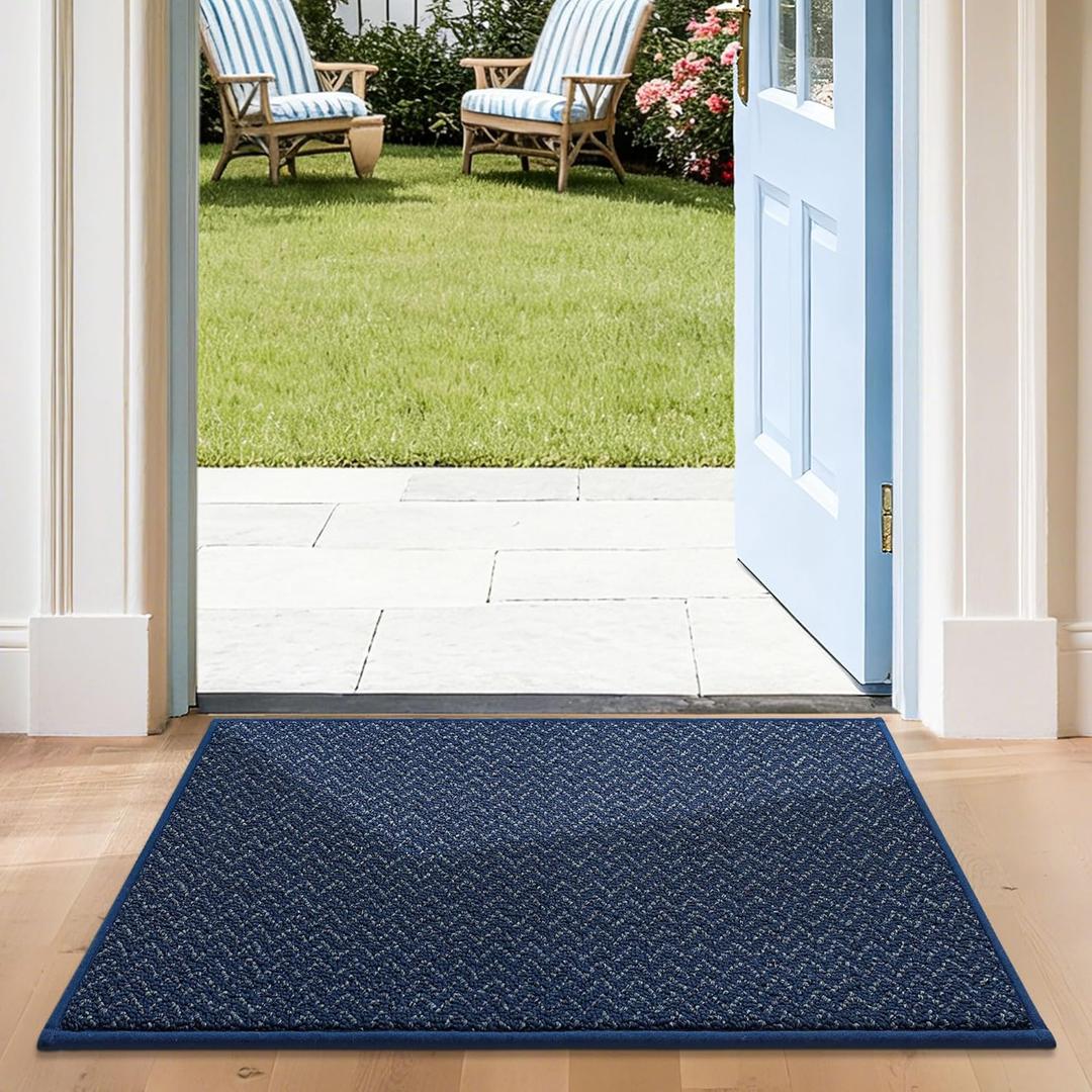 COSY HOMEER-Door-Mat 24"x36" Non Slip Absorbent Entryway Rugs Dirt Trapper Doormats Washable Entrance Mats Low Pile Welcome Floor Mat for Front Back Door and Entry Mats, Navy Blue
