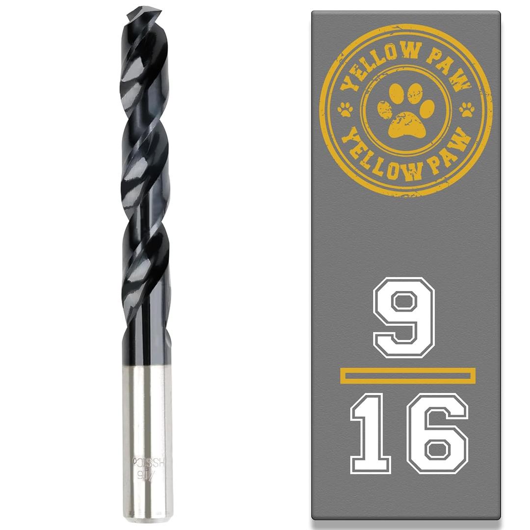 9/16 Inch Drill Bit for Metal - Industrial Grade M35 Cobalt Titanium Aluminum Nitrite - 9/16" Diameter & Total Length of 6" with Working Length of 3" Easily Drill Into Metal, Steel, & Aluminum