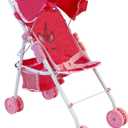 My First Baby Doll Stroller for Toddlers 3 Year Old Girls, Little Kids | Folding Baby Stroller for Dolls, Toy Stroller for Baby Dolls with Bottom Storage Basket, Foldable Frame, Canopy, Seatbelt